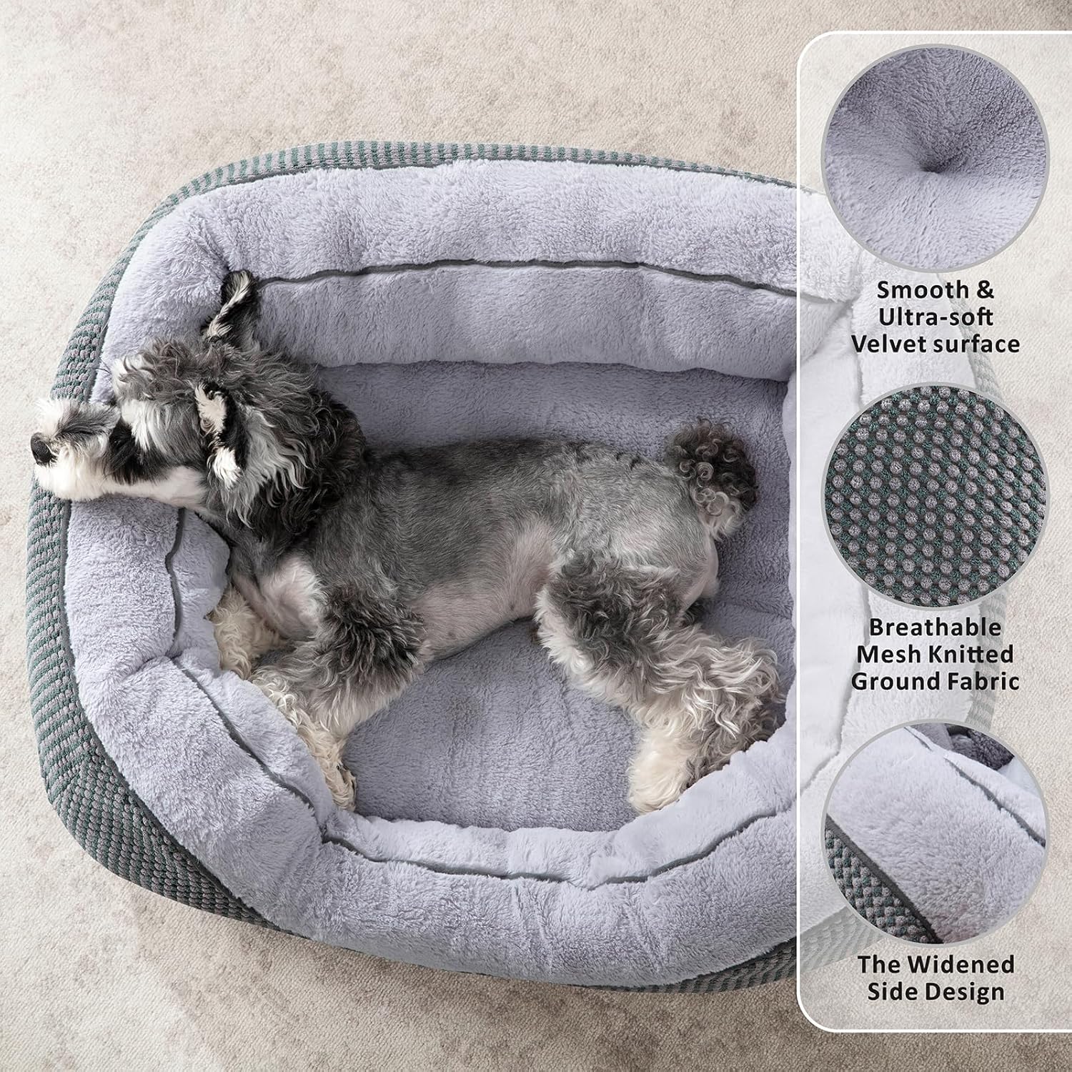 INVENHO Medium Dog Beds for Medium Dogs Washable, Rectangle Dog Bed Medium Size Dog, Orthopedic Dog Bed, Warming Soft Calming Sleeping Puppy Bed Durable Pet Bed with Anti-Slip Bottom M(30"x24"x9") - Happypetzone.online - Image 2