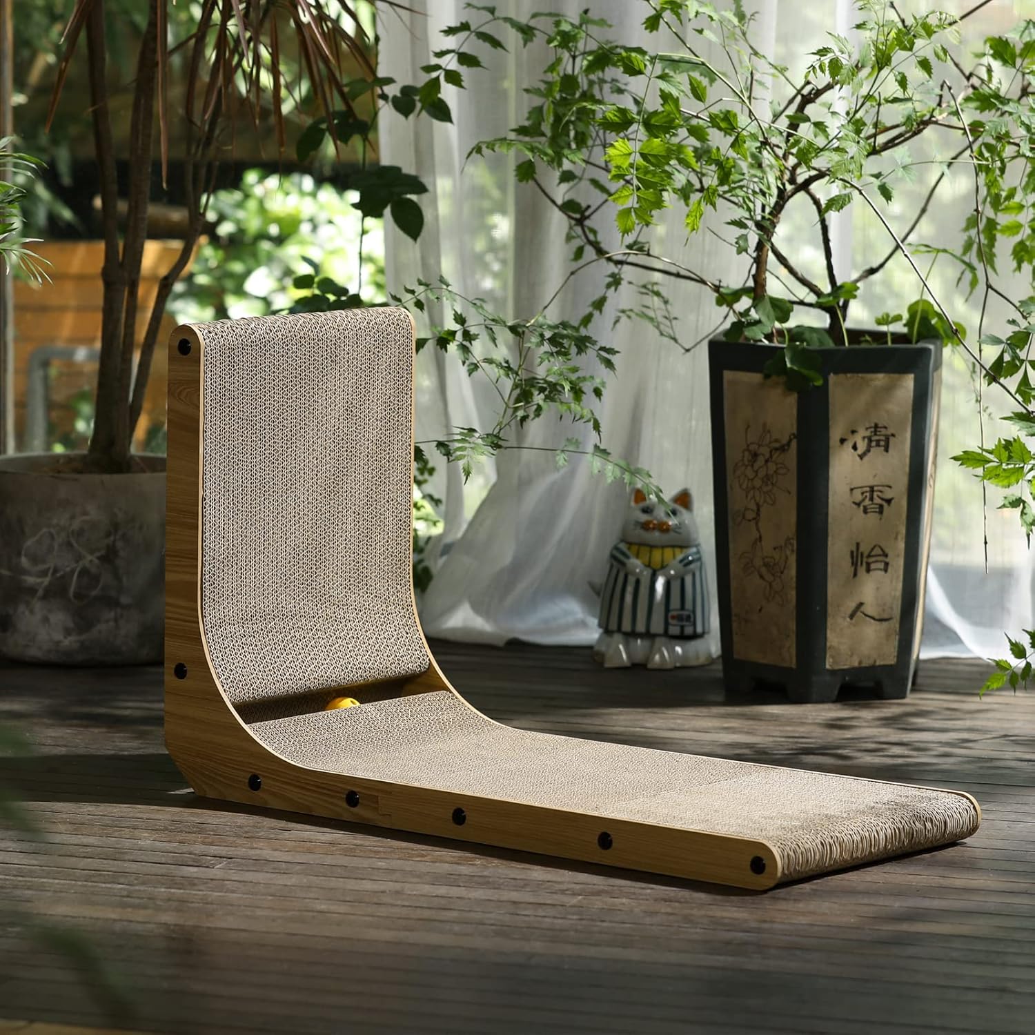 FUKUMARU Cat Scratcher, 26.8 Inch L Shape Cat Scratch Pad Wall Mounted, Cat Scratching Cardboard with Ball Toy for Indoor Cats, Large Size - Happypetzone.online - Image 8