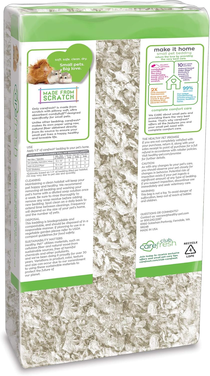 carefresh 99% Dust-Free White Natural Paper Small Pet Bedding with Odor Control, 10L, White - Happypetzone.online - Image 2