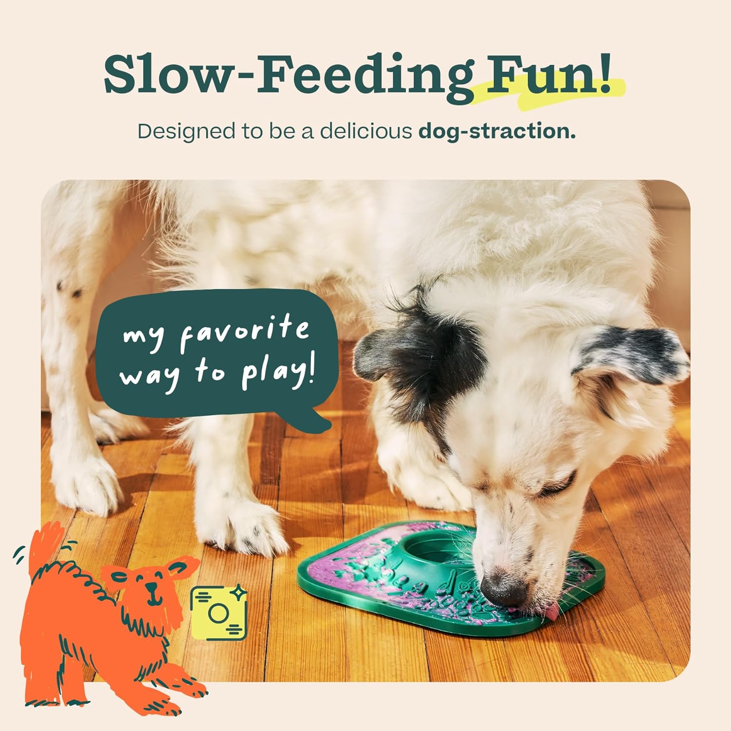 WOOF LickMat - Easy-to-Clean Lick Mat for Dogs - Slow Feeder Mat with Non-Slip Design - BPA-Free Silicone Lick Mat - Interactive Dog Toys - Green - Happypetzone.online - Image 2