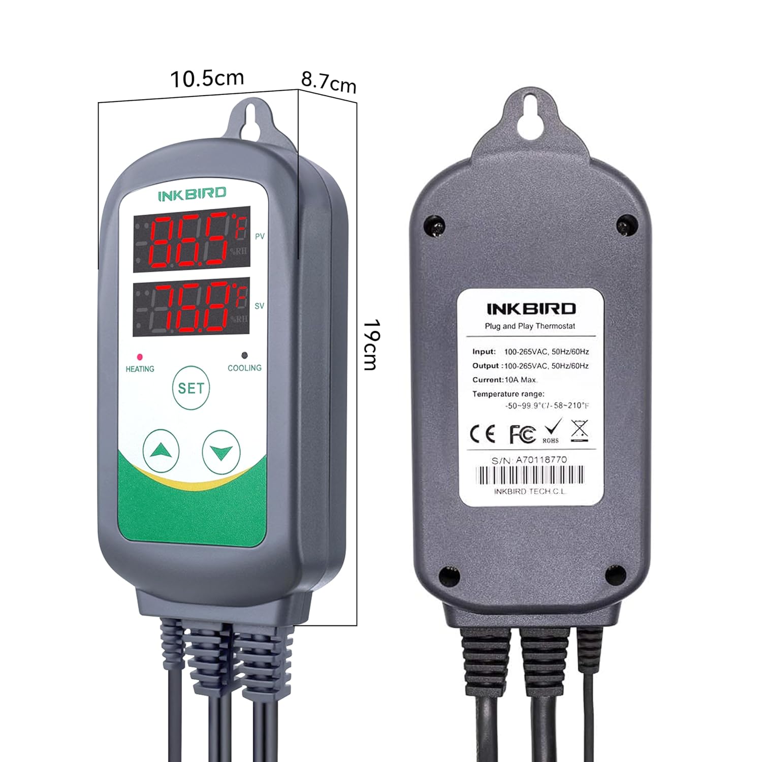 Inkbird ITC-308 Digital Temperature Controller 2-Stage Outlet Thermostat Heating and Cooling Mode Carboy Homebrew Fermenter Greenhouse Terrarium 110V 10A 1100W - Happypetzone.online - Image 3