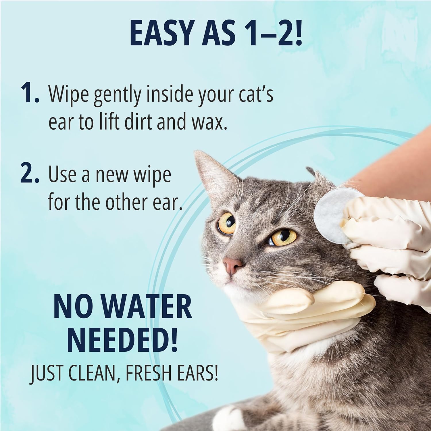 NOVEHA 150 PCs Cat Ear Wipes that Gently Clean & Soothe Sensitive Cat Ears; Soft Ear Cleaner for Removing Wax, Dirt & Odor; Alcohol-Free Ear Care with pH Balanced Formula; Unscented Grooming Care - Happypetzone.online - Image 5