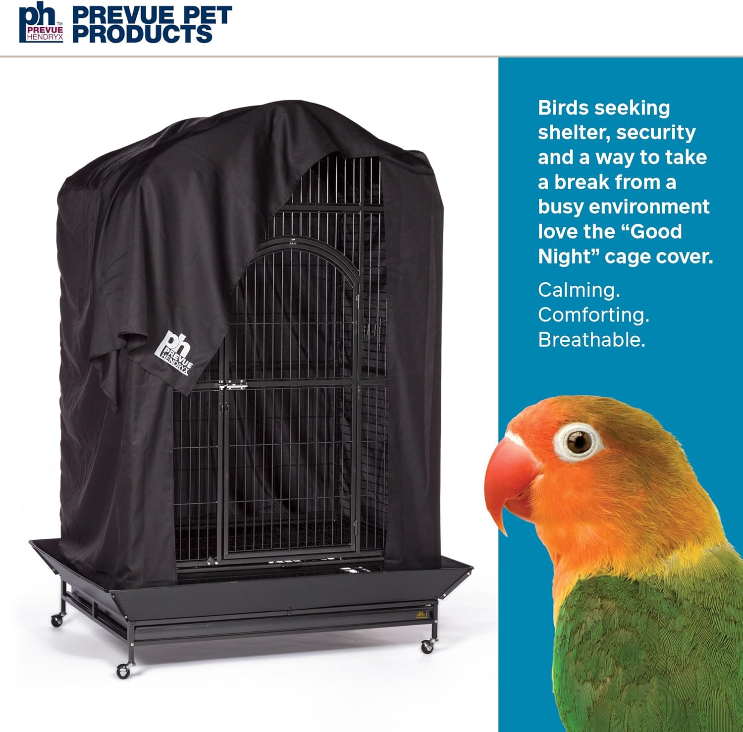 Prevue Pet Products Extra Large Bird Cage Cover - Good Night Cage Cover, Bird Accessories, Blocks Light, Breathable Nylon Fabric, Fits a Variety of Cage Sizes - Black, Size Extra Large - Happypetzone.online - Image 2