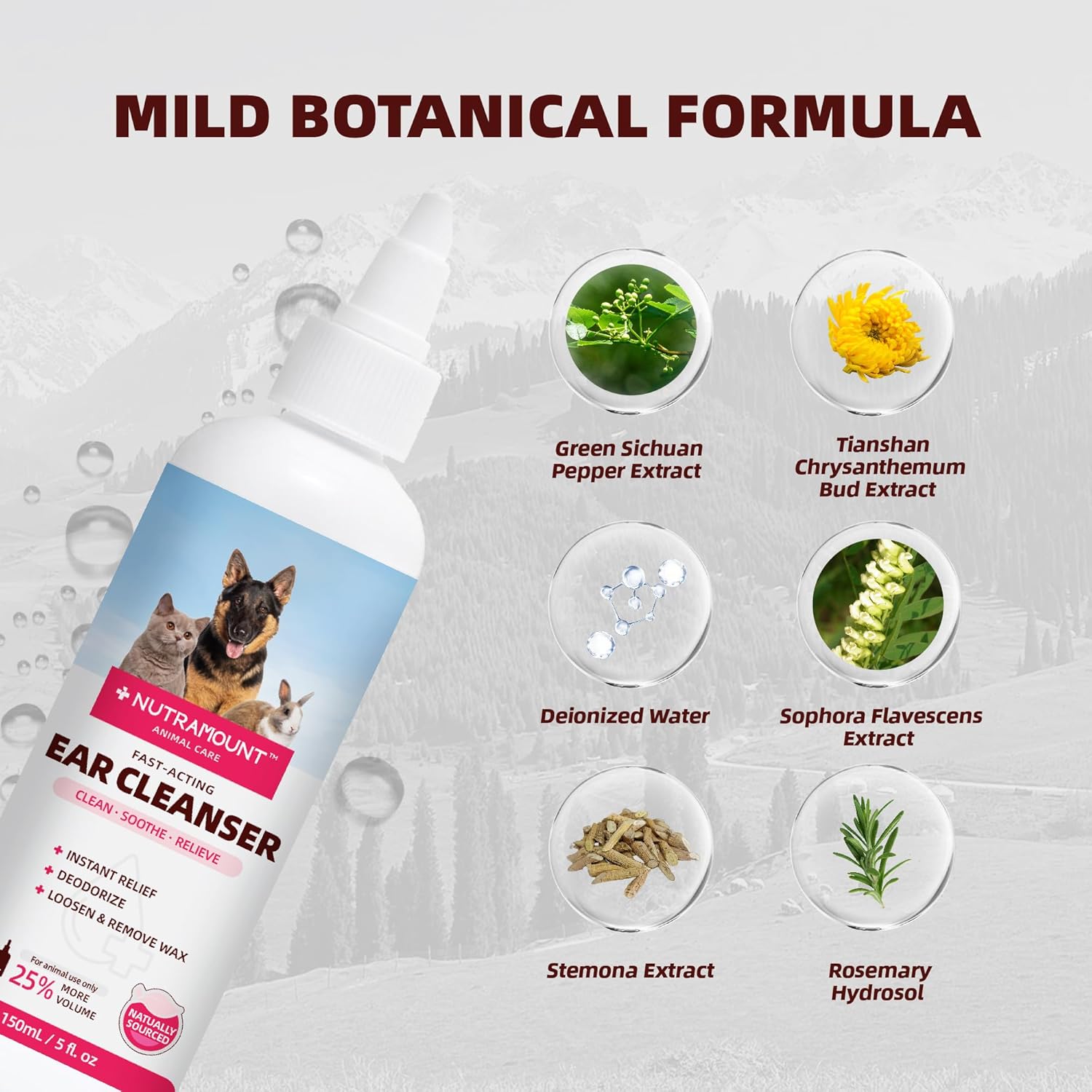 Ear Cleanser 150ml/5 fl.oz for Dogs, Cats and Livestock Cleanses Ear Canal Reduces Ear Odor Twin Pack - Happypetzone.online - Image 4