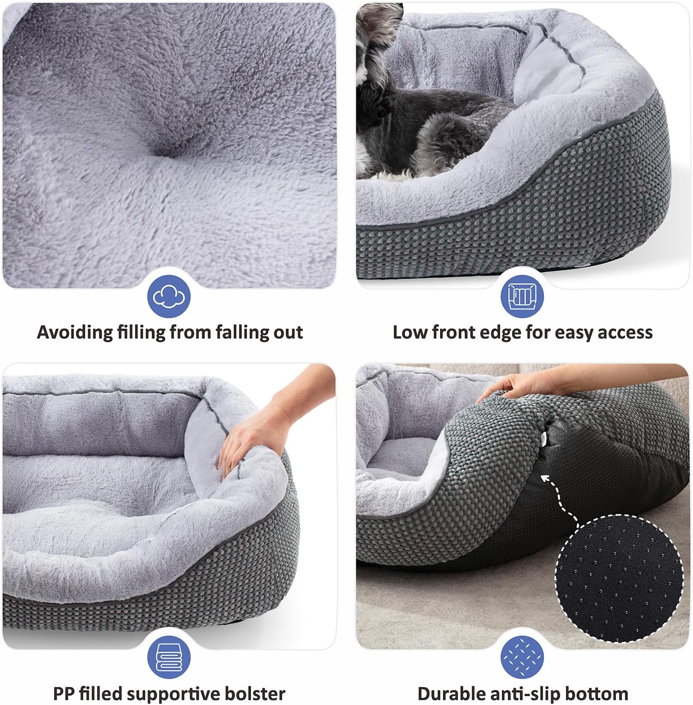INVENHO Medium Dog Beds for Medium Dogs Washable, Rectangle Dog Bed Medium Size Dog, Orthopedic Dog Bed, Warming Soft Calming Sleeping Puppy Bed Durable Pet Bed with Anti-Slip Bottom M(30"x24"x9") - Happypetzone.online - Image 7