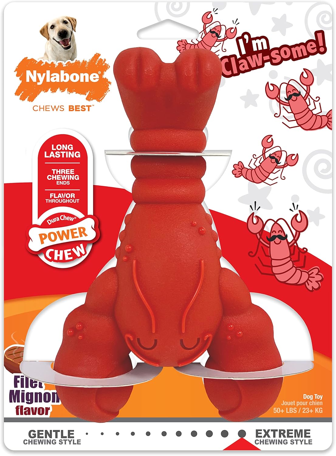Nylabone Lobster Power Chew Toy for Dogs, Dog Toys for Aggressive Chewers, Filet Mignon Flavor, X-Large Dogs - 50+ lbs, 1 Count - Happypetzone.online - Image 11