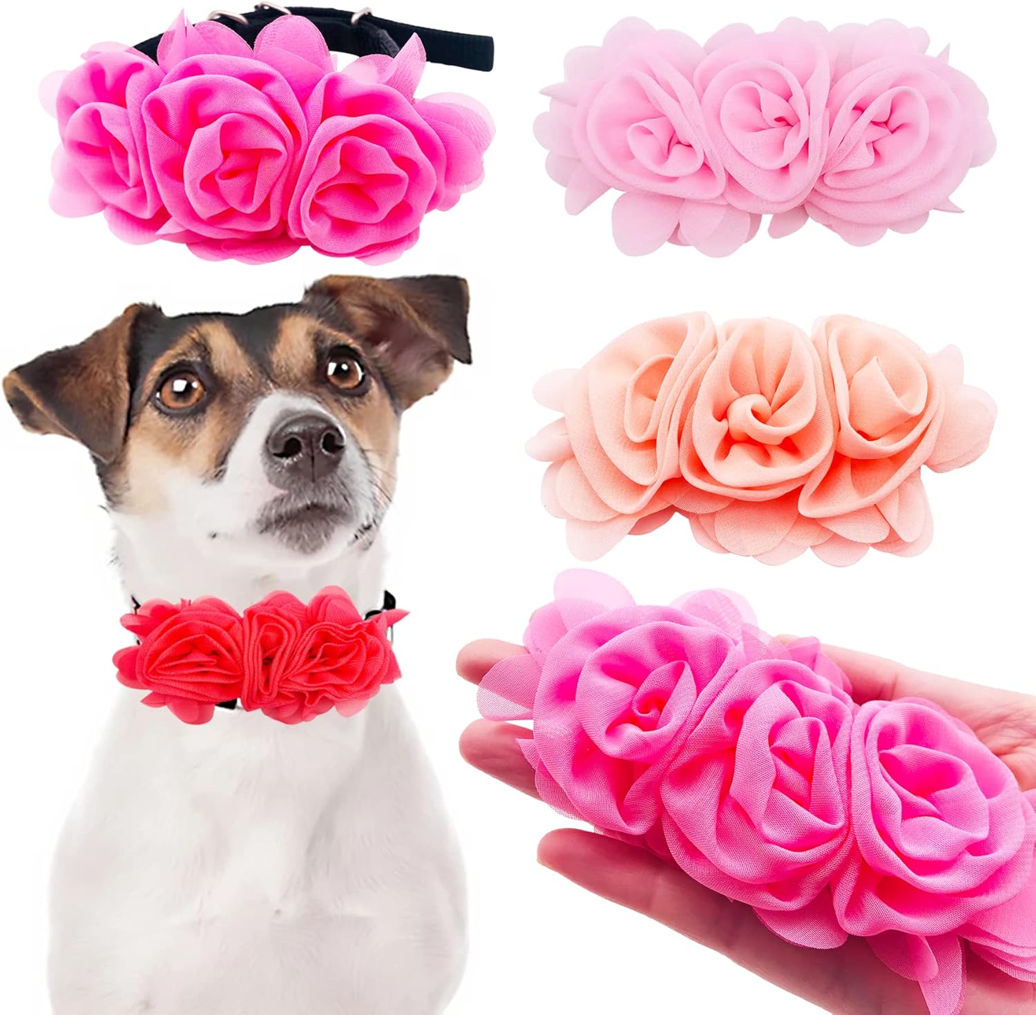 4 or 6 or 20PCS Dog Collar Large Flowers Pet Collar Charms Attachment for Small Medium Big Girl Female Cat Puppy Alpaca Rabbit Neck Bows Sliders Grooming Accessories - Happypetzone.online - Image 2