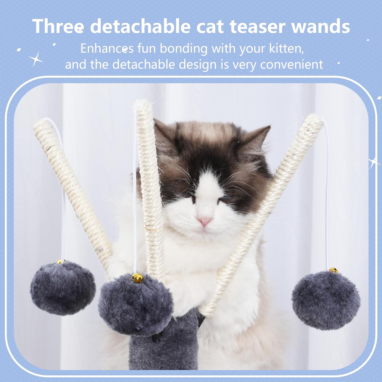 Hey-brother Cat Tree Tower, Scratching Posts with Removable Toys, Cozy Condo, Platform, Hammock, Sisal Scratch Board and Ball for Indoor Kittens, 41.3 Inches, Smoky Gray MPJ008SG - Happypetzone.online - Image 3