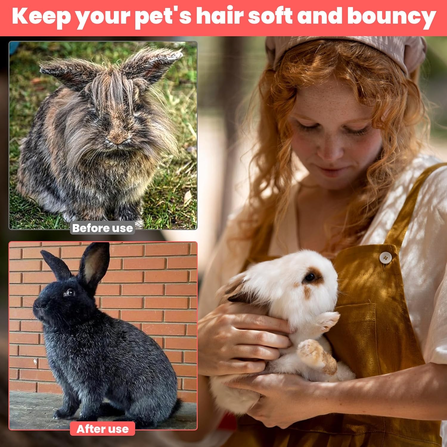 2Pcs Rabbit Brush, Silicone Rabbit Grooming Brush - Small Pets Brushes for Kittens Puppy Rabbits Guinea Pigs Shedding Bath & Massage Comb - Happypetzone.online - Image 5