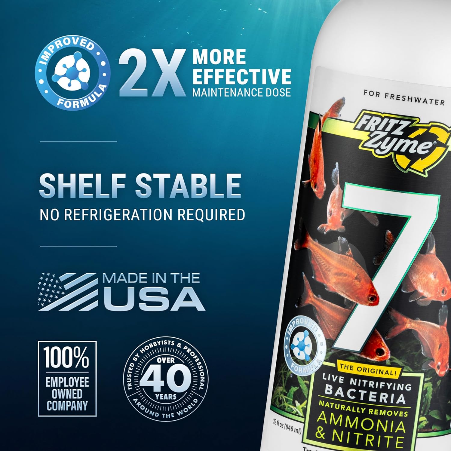 Fritz Aquatics FritzZyme 7 Live Nitrifying Bacteria Naturally Removes Amonia & Nitrite for Freshwater Fish (32-Ounce) - Happypetzone.online - Image 9