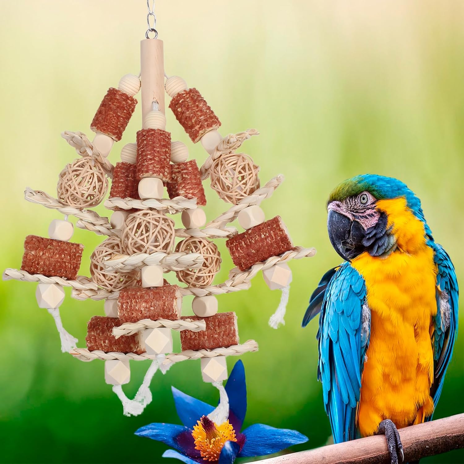Bird Toys, Natural Corn Stick Parrot Toys Hanging in Bird Cages,for Small and Medium-Sized Macaws,African Grey,Cockatoos,Cockatiel,Sun Conure,Amazon Parrots - Happypetzone.online - Image 8