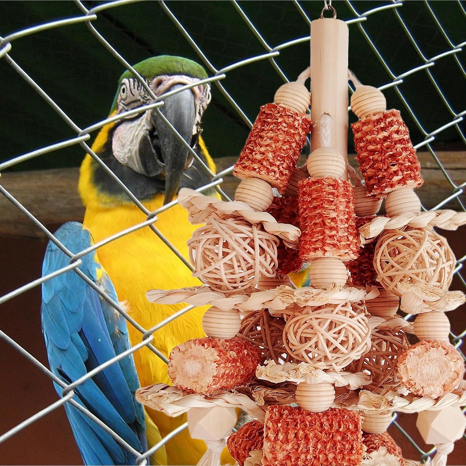 Bird Toys, Natural Corn Stick Parrot Toys Hanging in Bird Cages,for Small and Medium-Sized Macaws,African Grey,Cockatoos,Cockatiel,Sun Conure,Amazon Parrots - Happypetzone.online - Image 6