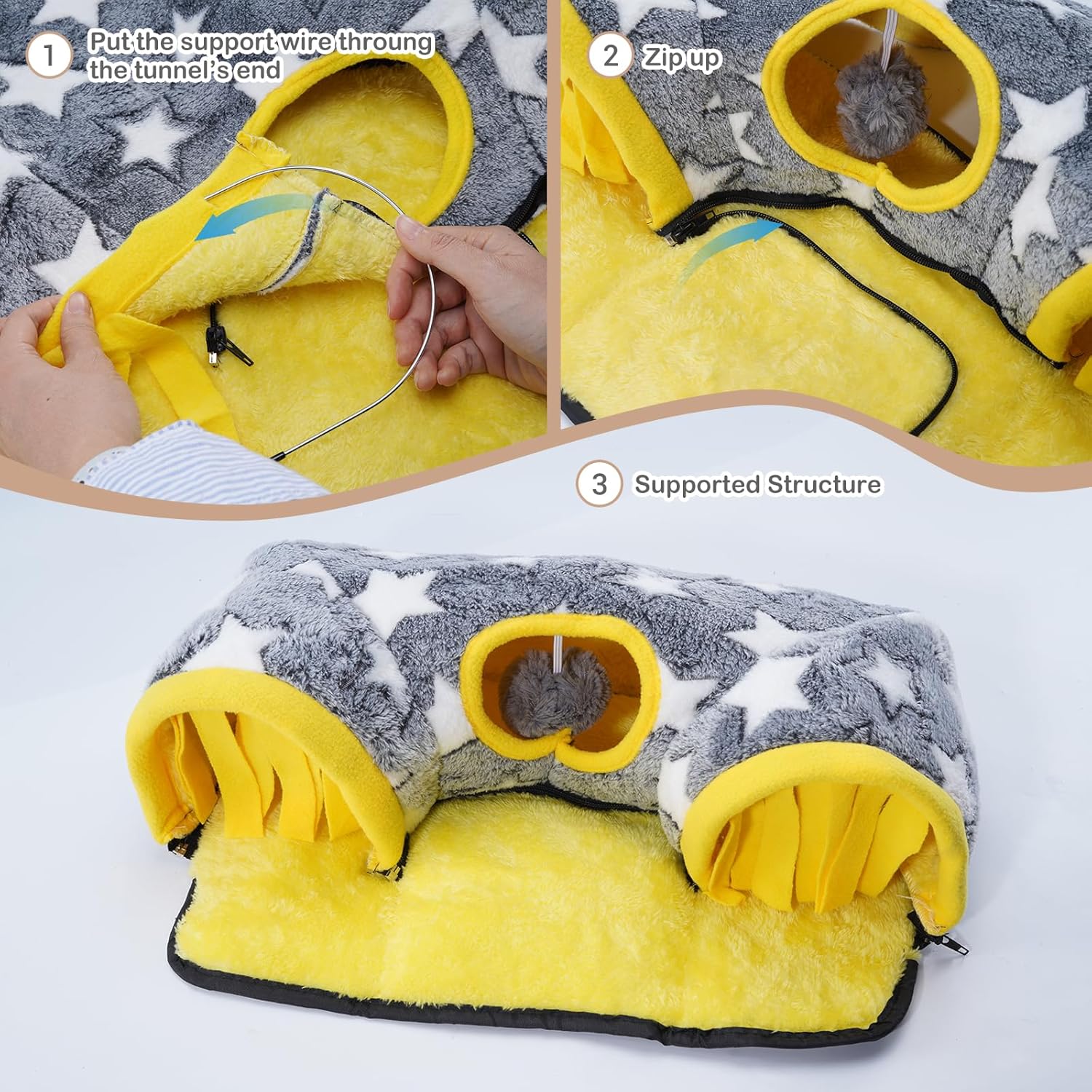 Avont Guinea Pig Hideout Tunnel, Large Hideaway Play Tube Toys Mat for Small Animal Dwarf Rabbits Bunny Chinchillas Hamsters Hedgehogs Ferrets Bearded Dragons and Rats -Star - Happypetzone.online - Image 6