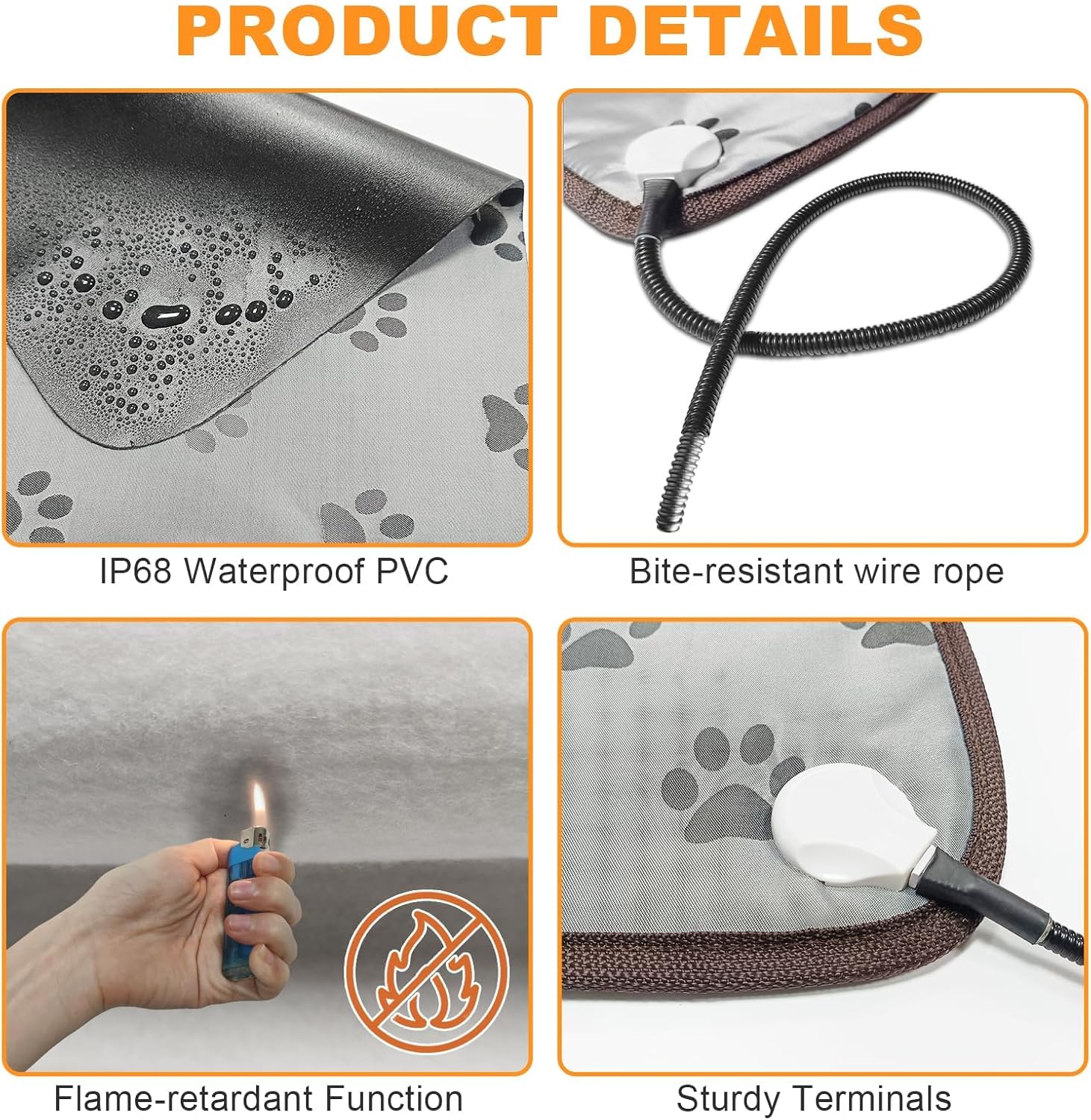 Bestio Large Dog Heating Pad,34x21 in Heated Dog Bed with Constant Heat & Auto Modes,MET&UL Certified Pet Heating Pad with Soothing Warmth,Chew-Resistant Cord,Waterproof Washable Cover-Gray - Happypetzone.online - Image 6