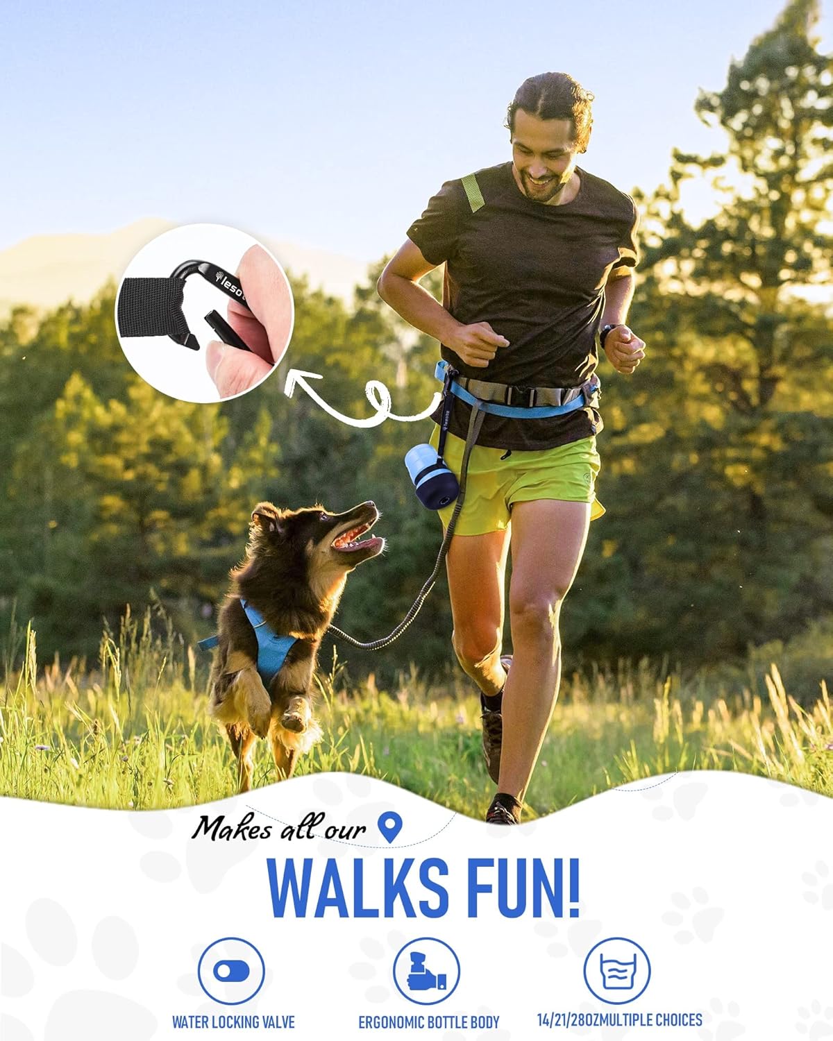 lesotc Dog Water Bottle, Portable Water Dispenser with Bowl, Leak Proof Pet Travel Squeeze Bottle, Puppy Essentials Dog Stuff Accessories for Outdoor Walking, Hiking, Camping - Happypetzone.online - Image 5