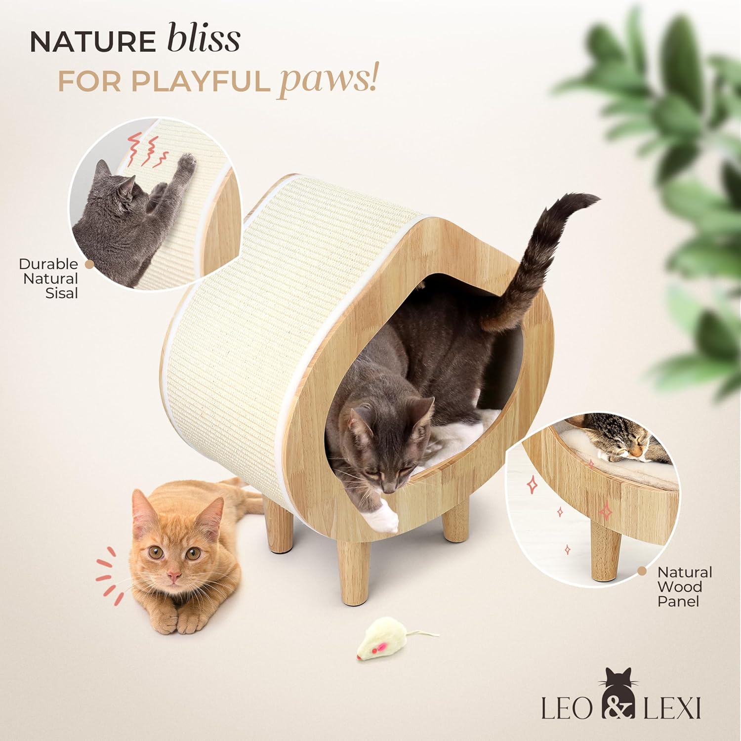 Unique Modern Cat Bed for Indoor Cats, House with Scratching Wall, Cozy Cave for Hideout, Cute Kitty Condo for Sleeping, Luxury Cat Beds & Furniture - Happypetzone.online - Image 6