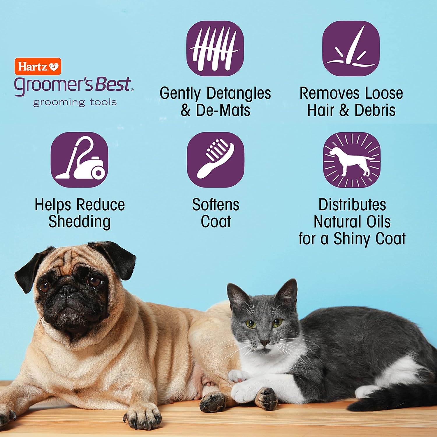 Hartz Groomer's Best Small Slicker Brush for Cats and Small Dogs, Black/Violet, 1 Count - Happypetzone.online - Image 9