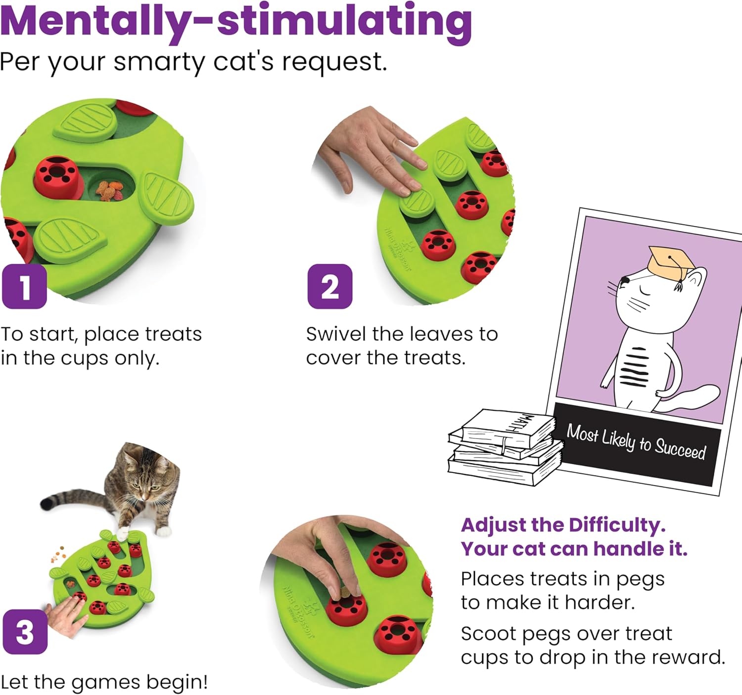 Catstages Nina Ottosson Buggin' Out Puzzle & Play – Interactive Cat Puzzle Feeder for Indoor Cats, 16 Hidden Treat Compartments, Slow Feeder, Durable & Easy-Clean, 13in x 9.5in - Happypetzone.online - Image 6