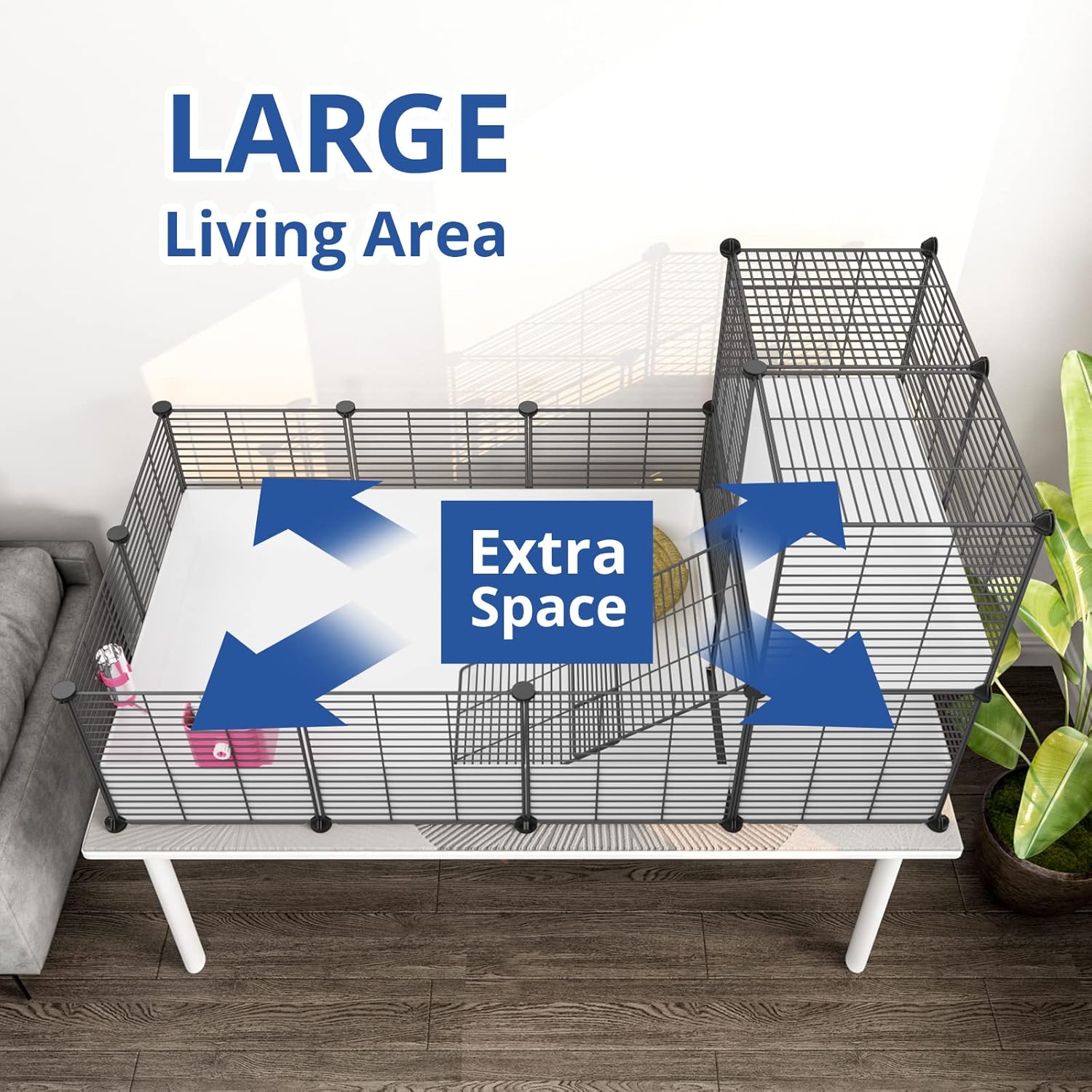 Oneluck Guinea Pig Cage,Indoor Habitat Cage with Waterproof Plastic Bottom,Playpen for Small Pet Bunny, Turtle, Hamste, Loft and Partition - Happypetzone.online - Image 2