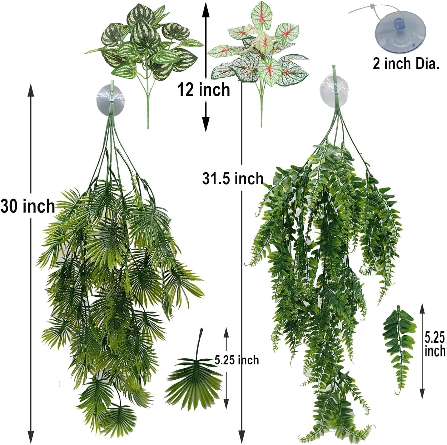 Reptile Plants for Bearded Dragon Tank Accessories, Terrarium Plant Artificial Decor for Snake Cage, Fake Plant for Leopard Gecko Habitat, Lizard Chameleon Ball Pythons (Group ABN) - Happypetzone.online - Image 2