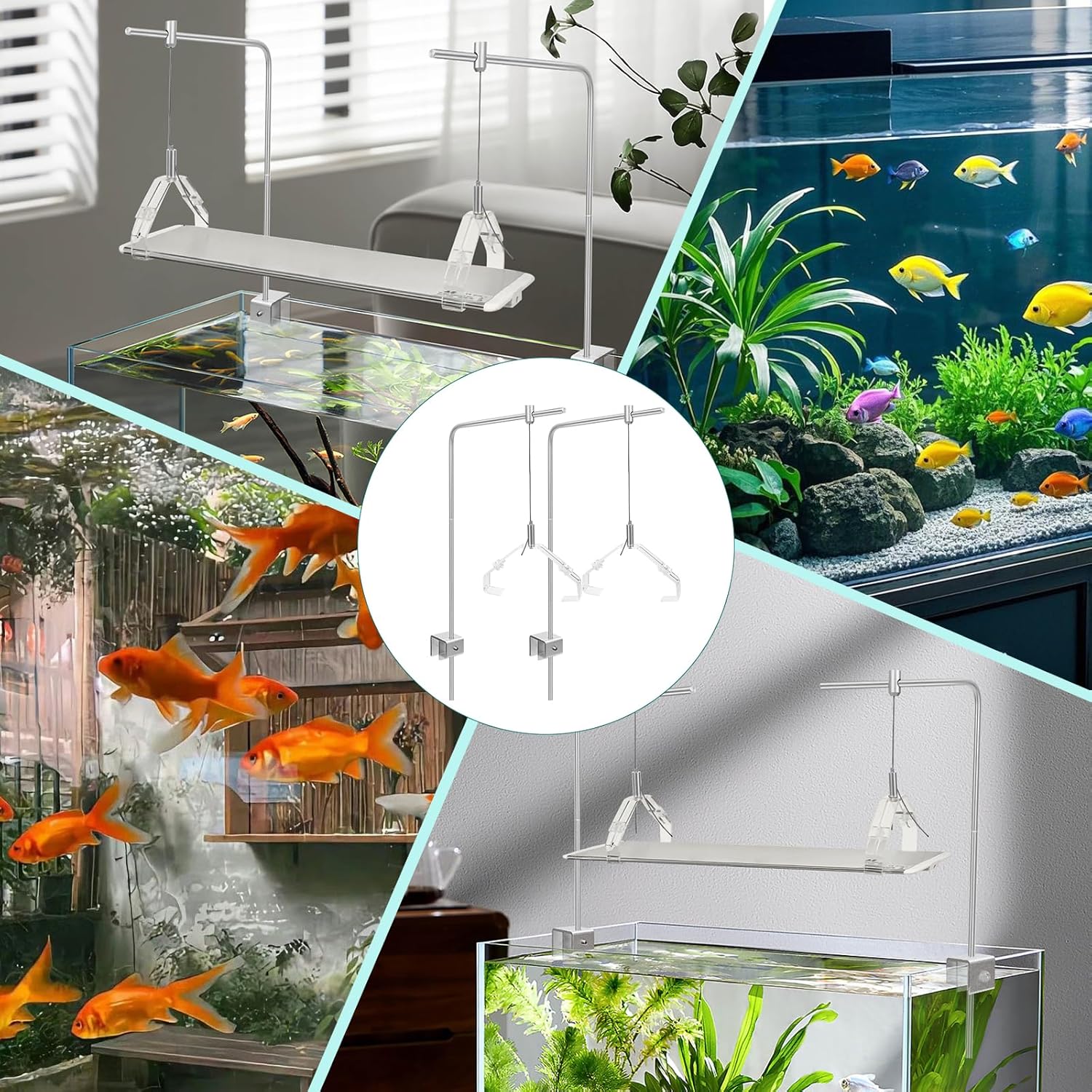 2Pcs Aquarium Light Rack, Adjustable Aquarium High Brightness Light Hanging Holder Kit for Freshwater & Saltwater Fish Tanks - Happypetzone.online - Image 7