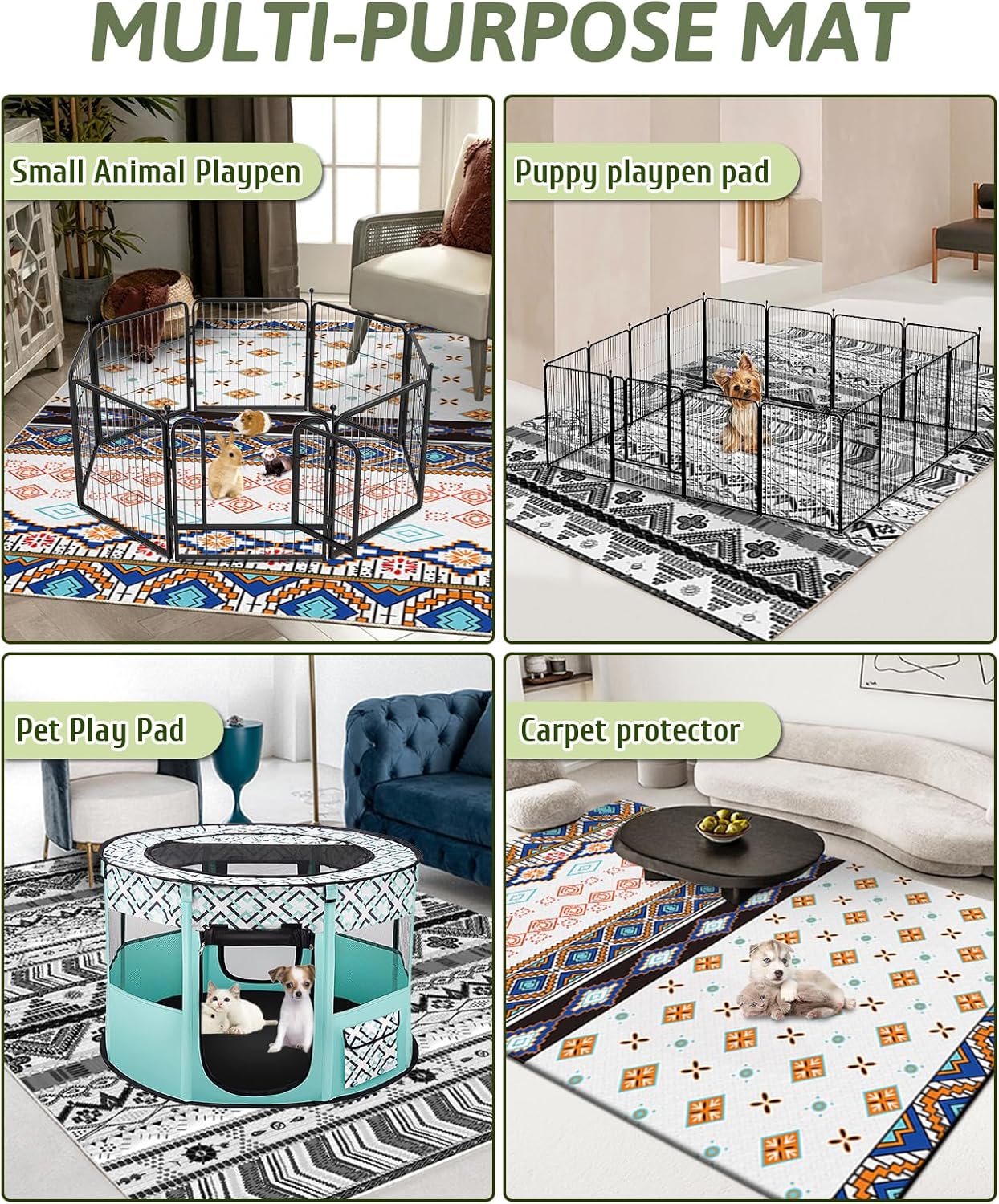 BNOSDM 91" X 63" Extra Large Cage Liners for Rabbits Washable Rabbit Pad Large Bunny Mat Anti Slip Rug for Bunnies, Pet Carpet for Chinchillas Cats Guinea Pigs Ferrets Dogs - Happypetzone.online - Image 5