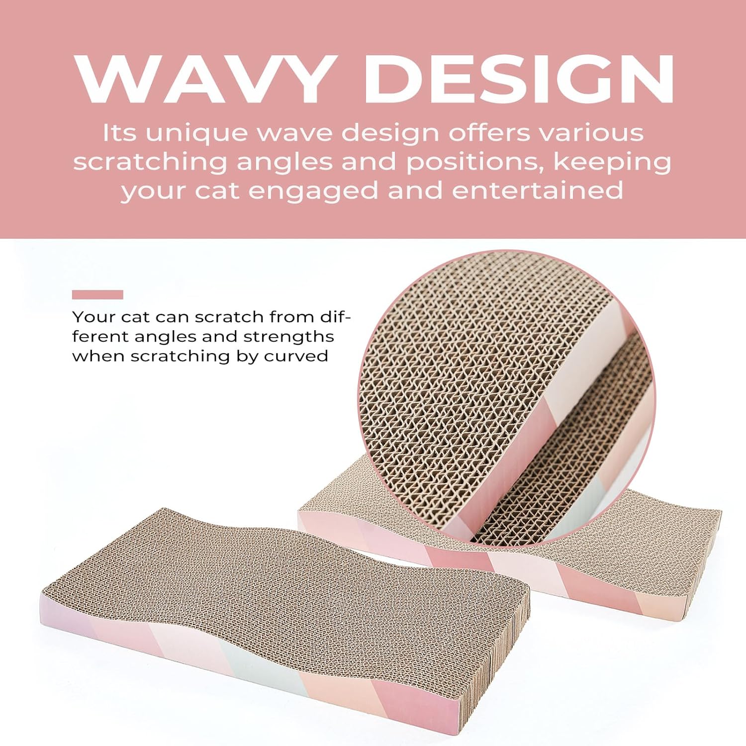 SIDAZON Cat Scratching Board cat Scratcher Cat Scratch Pad Cardboard cat scratchers for Indoor Cats Reversible Large Wide Corrugated with Catnip(2pcs) - Happypetzone.online - Image 4