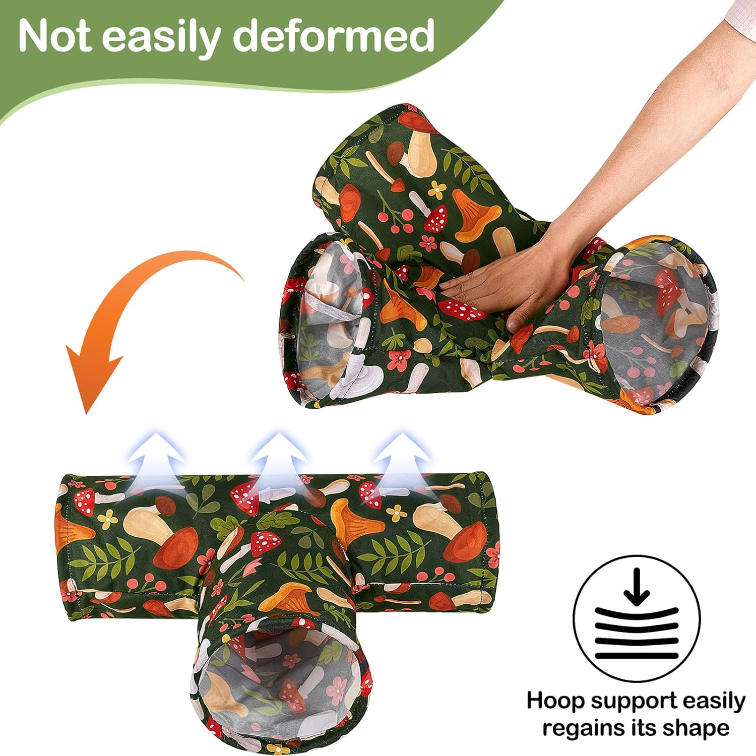 Bienbee Guinea Pig Tunnel, 3 Way Washable Guinea Pig Hideout,Foldable Rabbit Tunnel Guinea Pigs Toys for Bunny Hamster Chinchilla Ferret Rabbit Guinea Pigs Accessories Mushroom - Happypetzone.online - Image 4
