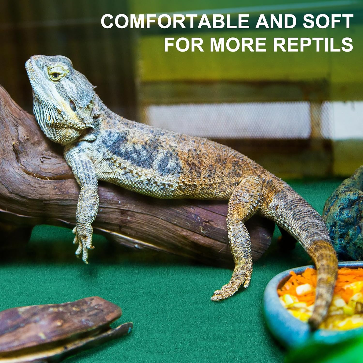 Haull 4 Pcs 24 x 47 Reptile Carpet Pet Terrarium Floor Liners Bedding Substrate Liner Supplies Reptile Cage Mat Tank Accessories for Lizard Bearded Dragon Tortoise Snake Leopard (Green) - Happypetzone.online - Image 2