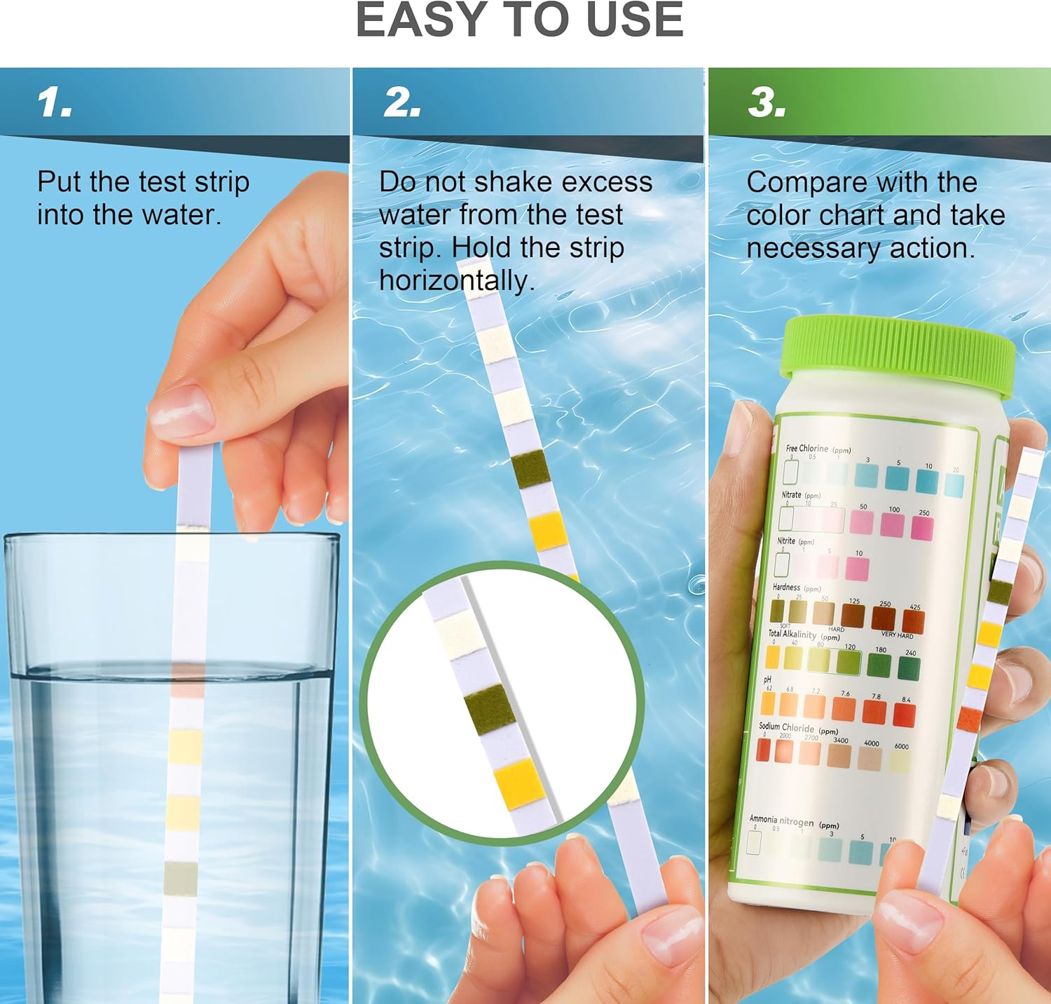 AAwipes 8-in-1 Aquarium Test Kit (150 Strips) for Freshwater & Saltwater - Quick & Accurate Water Testing for Aquariums & Ponds. Tests Free Chlorine, Hardness, pH, Ammonia Nitrogen, etc. (K02-150) - Happypetzone.online - Image 5