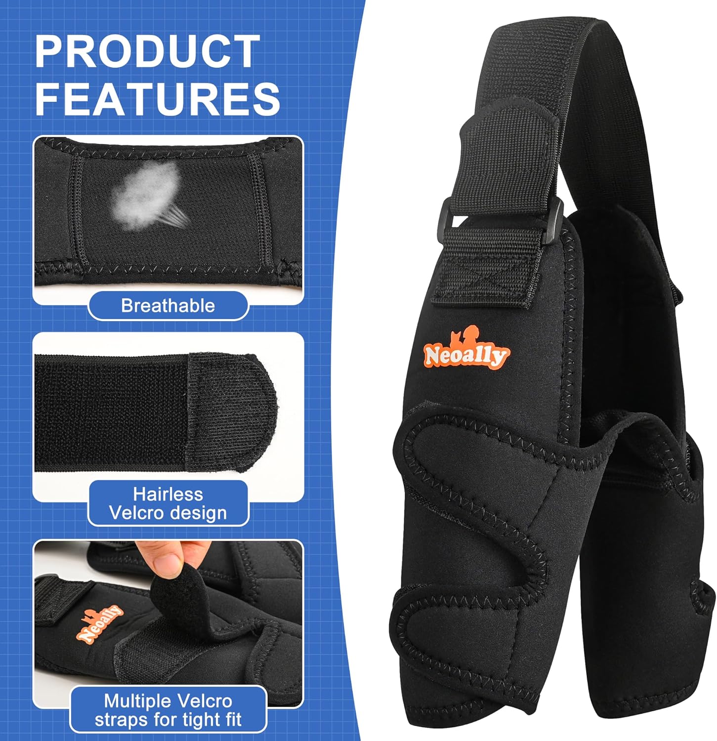NeoAlly Breathable Dog Elbow Brace Protector Pads for Canine Elbow and Shoulder Support Elbow Hygroma, Dysplasia, Osteoarthritis, Elbow Calluses, Pressure Sores and Shoulder Dislocation (Right Large) - Happypetzone.online - Image 2
