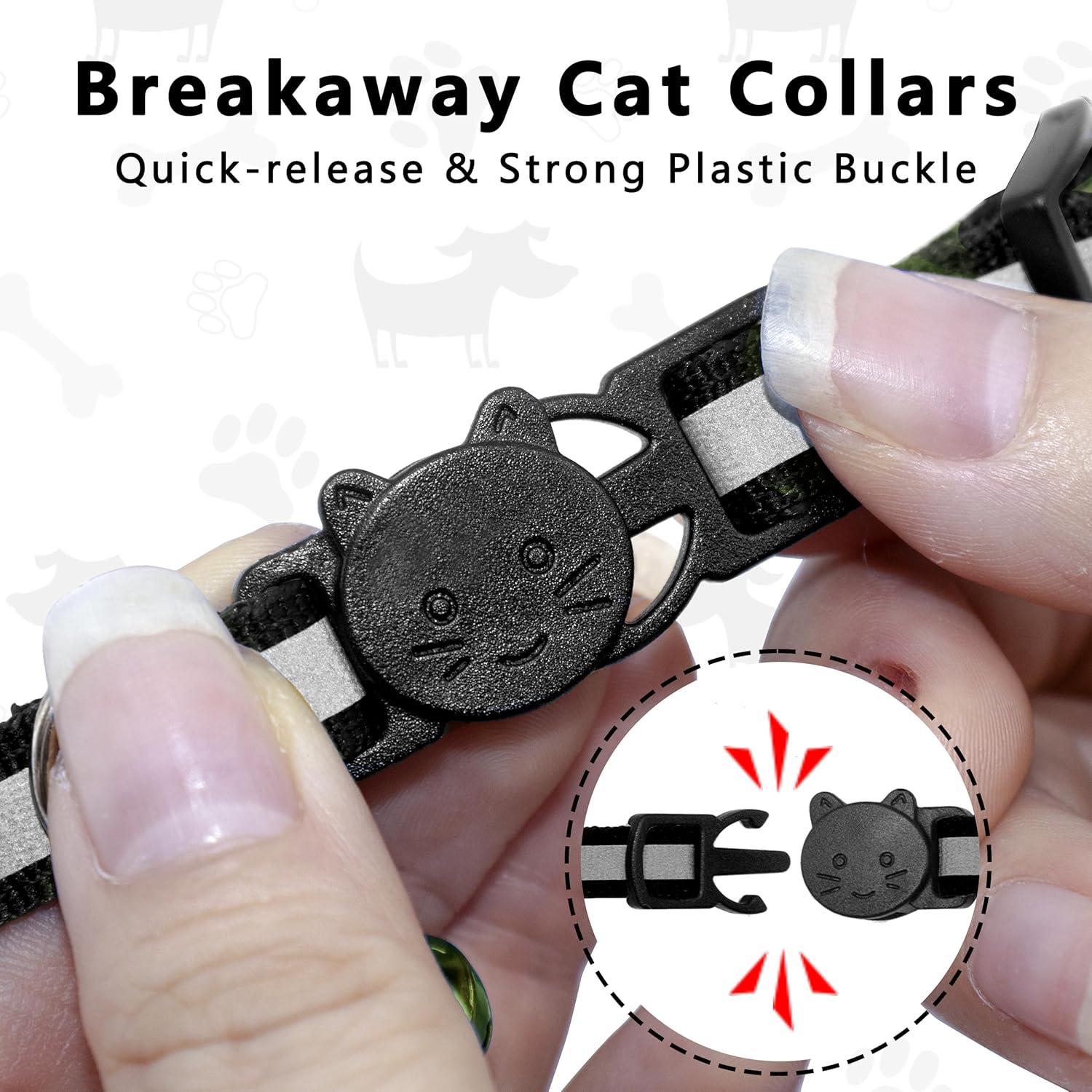 Seyezo Airtag Cat Collar Breakaway, Reflective Kitten Collar with Air Tag Holder, Lightweight Airtag Cat Collar with Bell for Boys Girls, GPS Tracker 0.4’’ Width Adjustable with Safety Buckle, Black - Happypetzone.online - Image 4