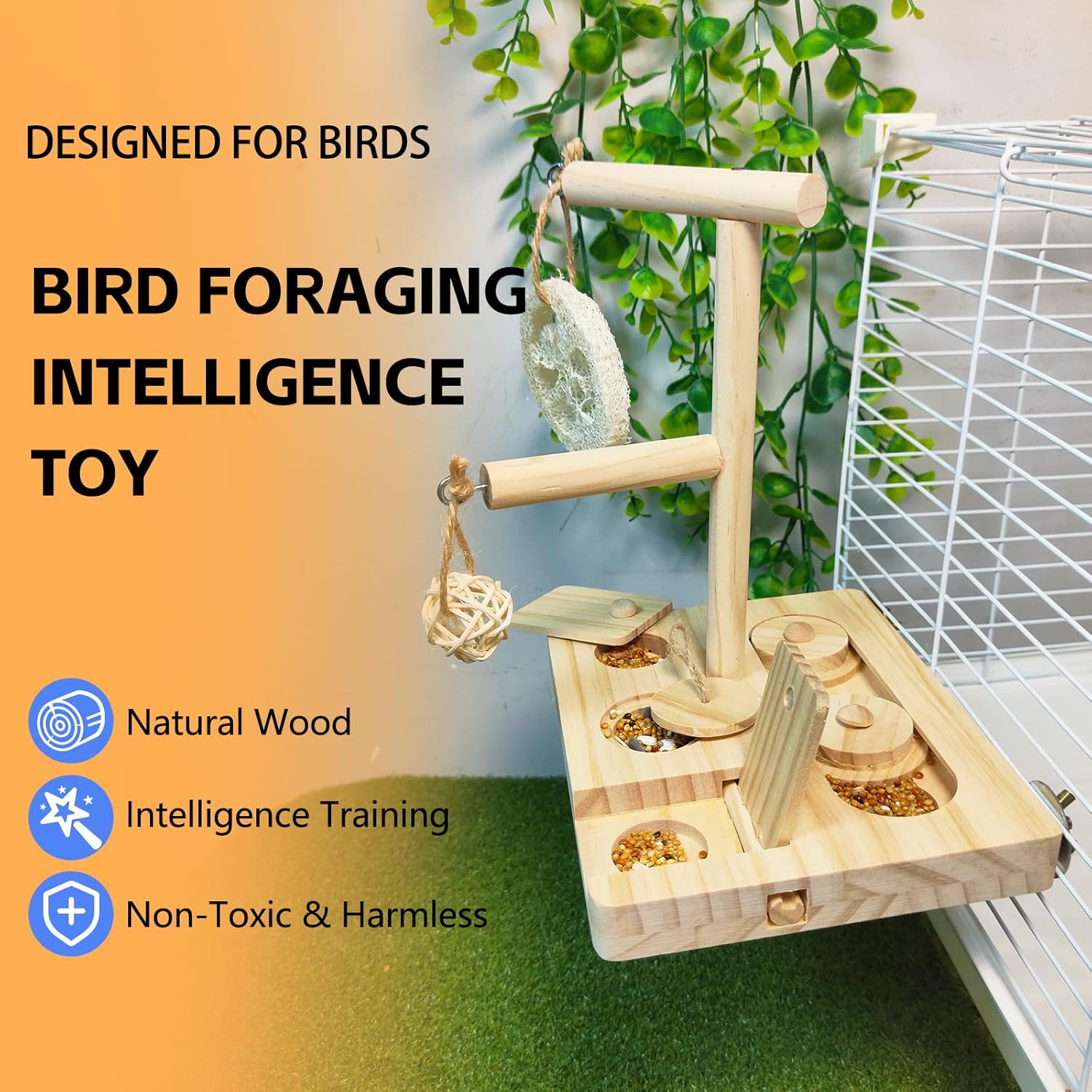 Bird Foraging Toys Parrot Enrichment Puzzle Toy Bird Playground Exploring Platform with Perch Chewing Toy for Small Birds Parakeet Cockatoo Budgie - Happypetzone.online - Image 6