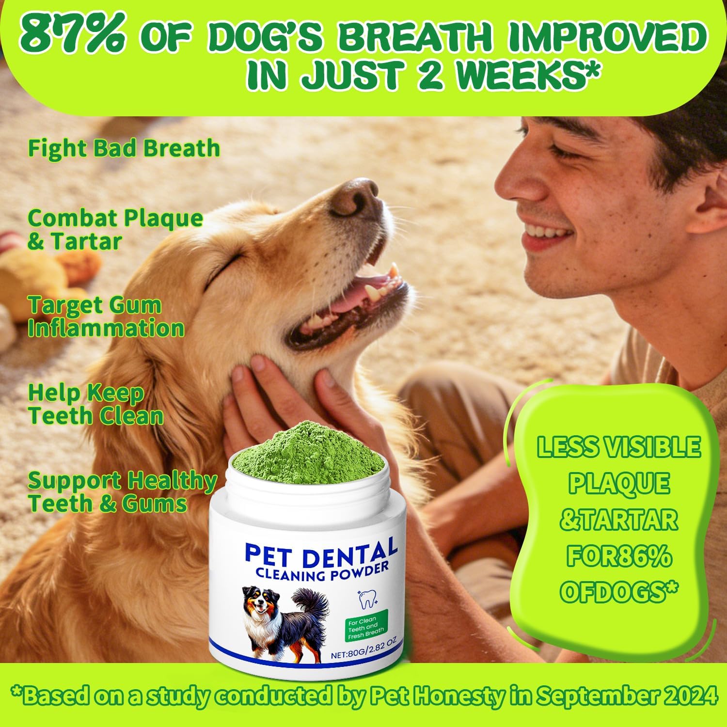 Mimo Style Dog Dental Powder, Dog Teeth Cleaning Powder, Targets Tartar & Reduces Plaque & Bad Breath - Teeth Cleaning Made Easy Eliminate - Meat-Flavored Formulated - Happypetzone.online - Image 7