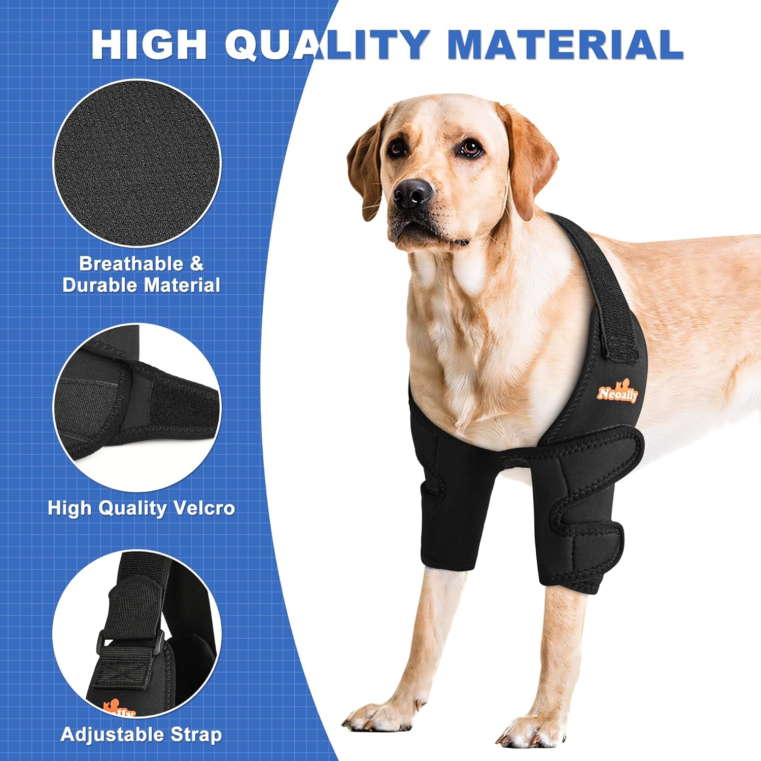 NeoAlly Breathable Dog Elbow Brace Protector Pads for Canine Elbow and Shoulder Support Elbow Hygroma, Dysplasia, Osteoarthritis, Elbow Calluses, Pressure Sores and Shoulder Dislocation (Right Large) - Happypetzone.online - Image 5