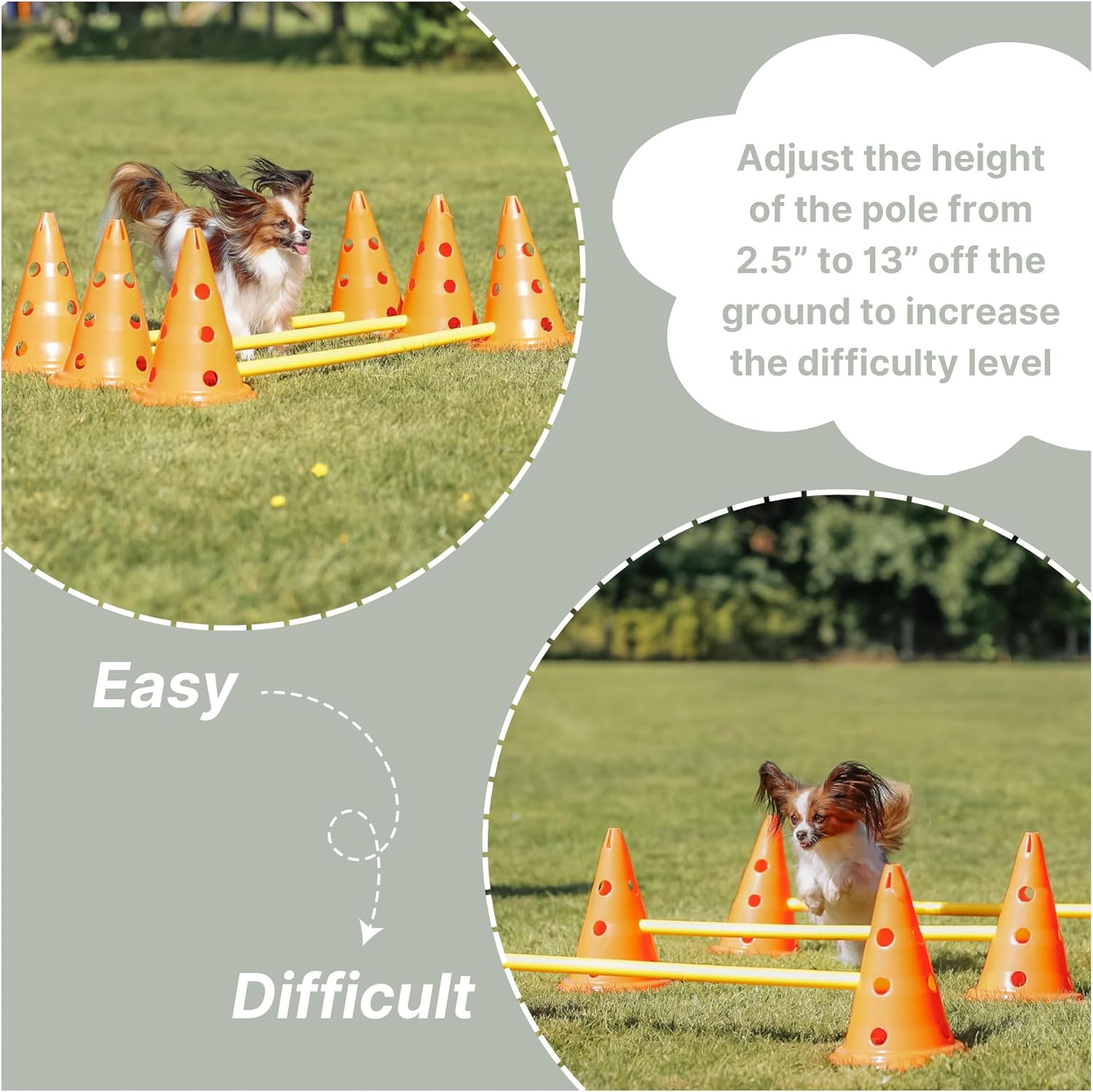 Trixie Dog Agility Hurdle Cone Set – Dog Agility Set with Height Adjustable Crossbar for Beginners & Advanced, Dog Agility Equipment for Dog Obstacle Courses – 6 x Cones, 3 x Agility Rods - Happypetzone.online - Image 6