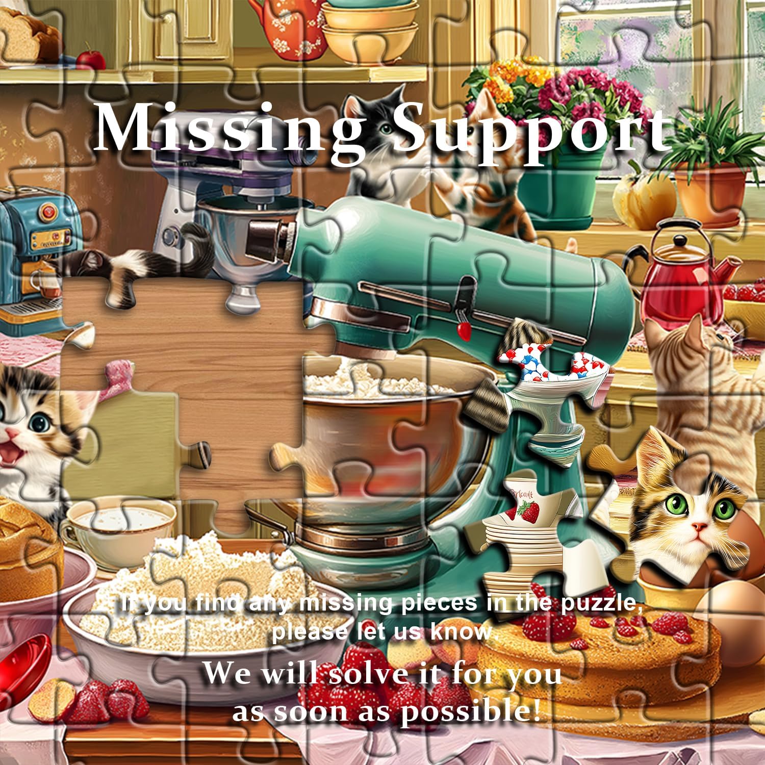 Cat Puzzles for Adults 1000 Pieces, Funny Puzzles Kittens, Food Cake Cat in Kitchen Puzzle, Animal Kitty Jigsaw Puzzle Challenge - Happypetzone.online - Image 8