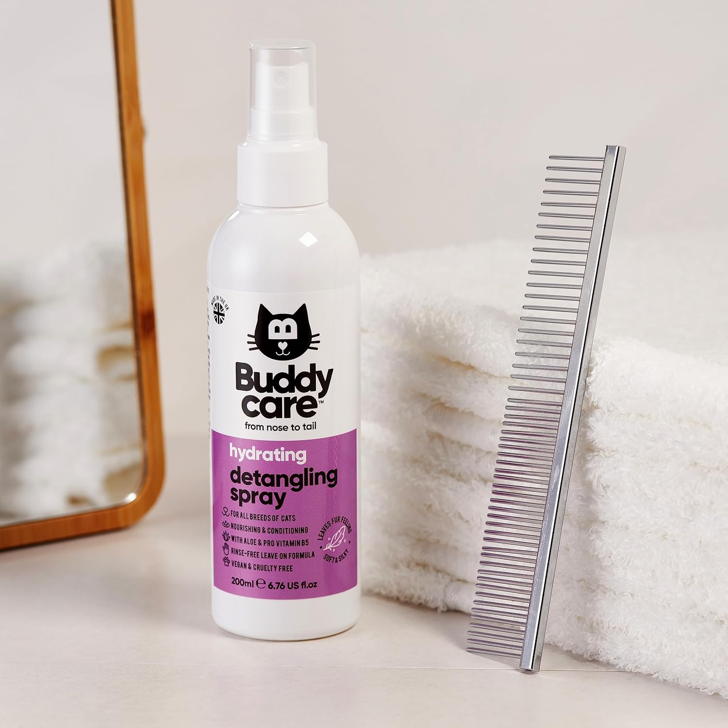Buddycare Detangling Spray for Cats - Effective Cat Matted Fur Remover and Detangle Spray to Promote a Healthy Coat, Easily Removes Matted Hair for a Smooth and Shiny Coat - Happypetzone.online - Image 4