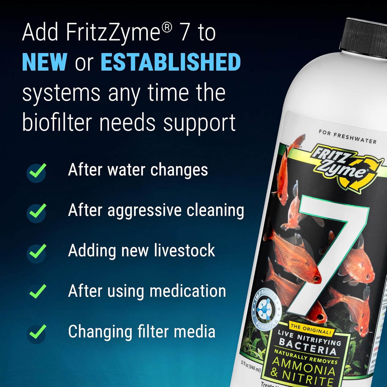 Fritz Aquatics FritzZyme 7 Live Nitrifying Bacteria Naturally Removes Amonia & Nitrite for Freshwater Fish (32-Ounce) - Happypetzone.online - Image 4