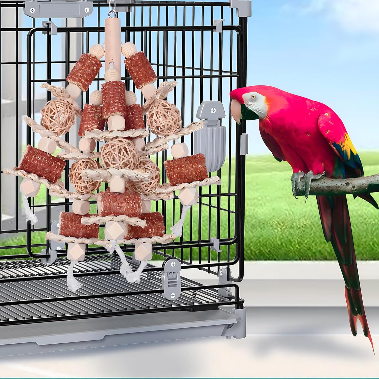 Bird Toys, Natural Corn Stick Parrot Toys Hanging in Bird Cages,for Small and Medium-Sized Macaws,African Grey,Cockatoos,Cockatiel,Sun Conure,Amazon Parrots - Happypetzone.online - Image 9