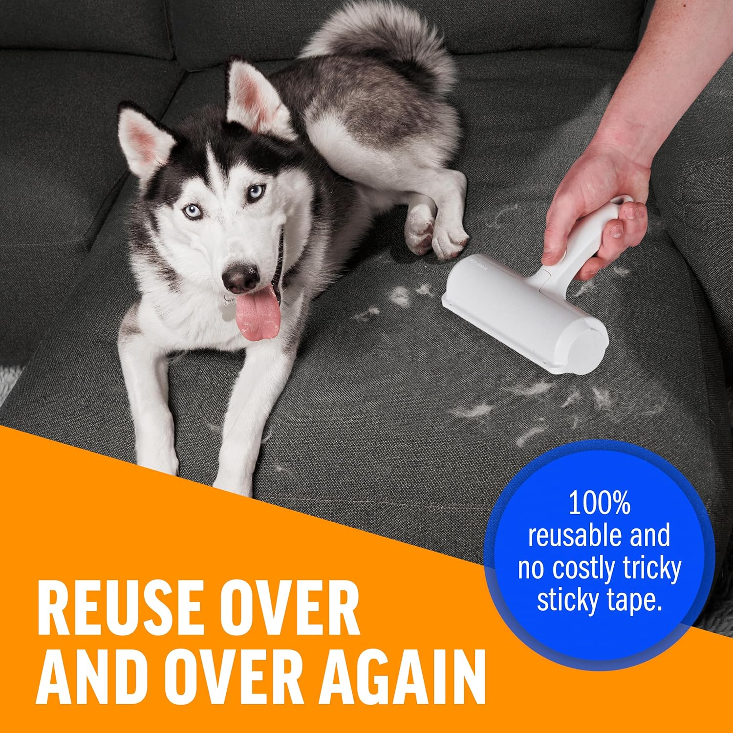 ChomChom Roller Pet Hair Remover – Original Size Reusable Lint Roller for Cat & Dog Hair on Furniture, Couch, Carpet, Car, Rugs & Bedding – Portable, Eco-Friendly (White) - Happypetzone.online - Image 4