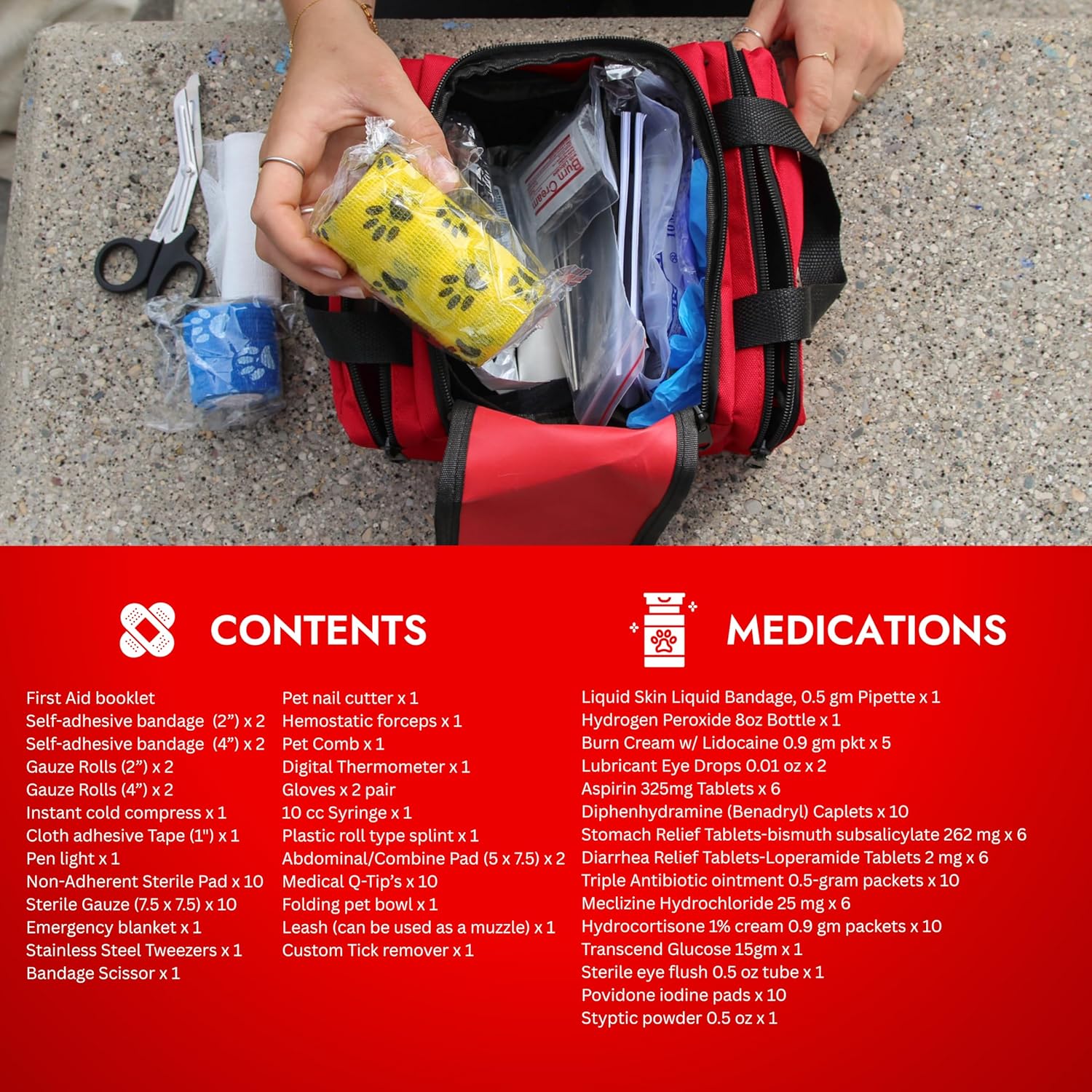 Cat & Dog First Aid Kit - Dog Emergency Kit, Health Supplies & Wound Care -with Thermometer, Bandages for Wounds - Essentials, Travel Bag (Medium) - Happypetzone.online - Image 4