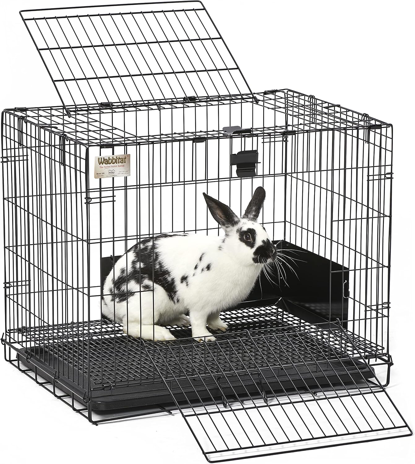 MidWest Homes for Pets Small Wabbitat Rabbit Cage, Grid Mesh Floor, Removable Tray, Top & Front Door Access, Rust Resistant Finish, No Tools Required - Happypetzone.online - Image 4