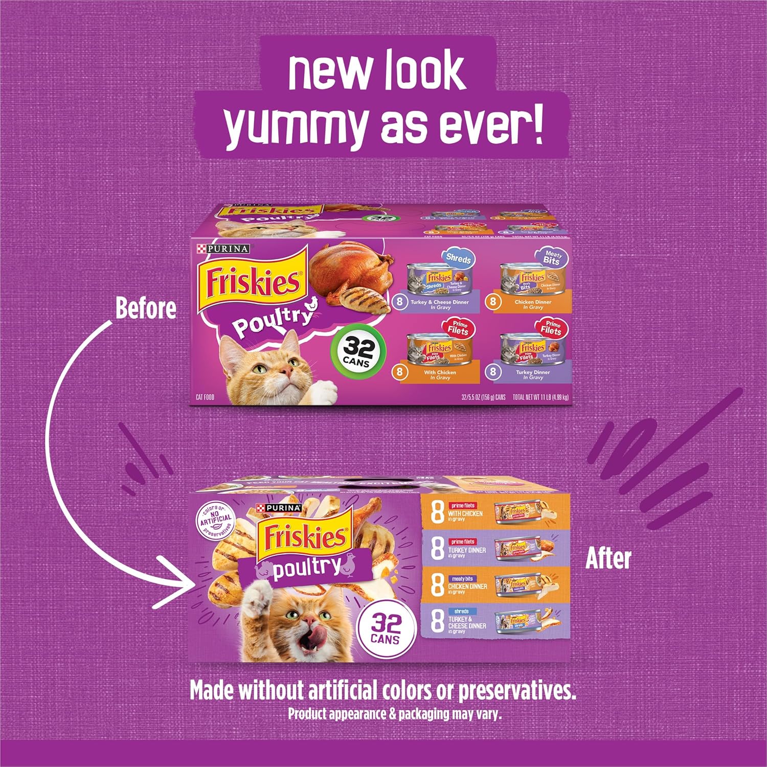 Purina Friskies Gravy Wet Cat Food Variety Pack, Poultry Shreds, Meaty Bits and Prime Filets - (Pack of 32) 5.5 oz. Cans - Happypetzone.online - Image 2