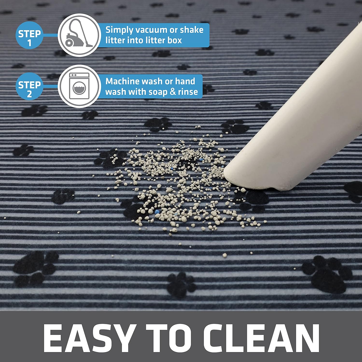 Drymate Cat Litter Box Mat, Litter Trapping Mat, Waterproof, Urine-Proof, Absorbent, Machine Washable, Soft on Paws, Contains Mess, Protects Floors, Kitten Supplies, Dark Grey, 28x36 XL - Happypetzone.online - Image 5