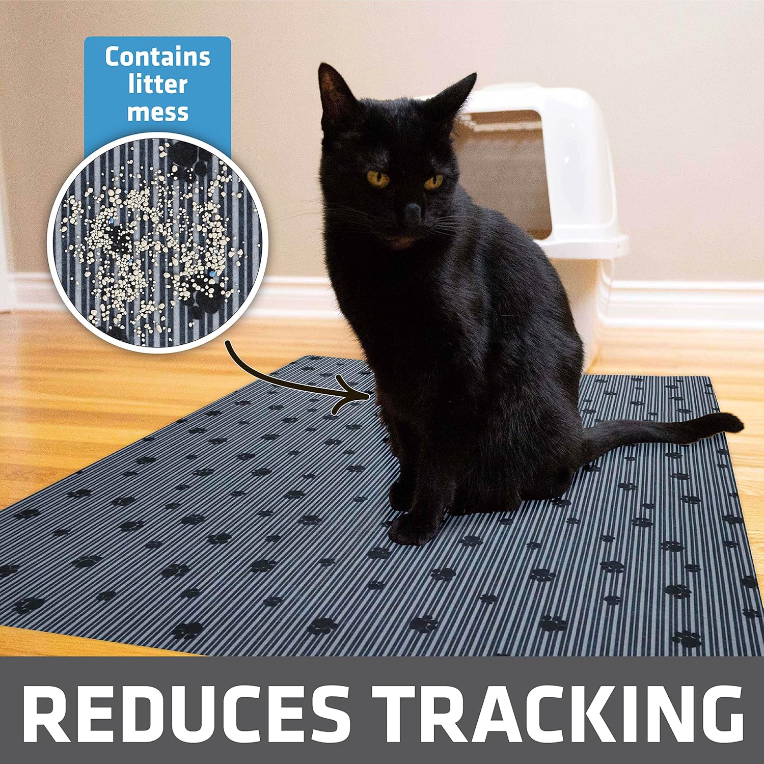 Drymate Cat Litter Box Mat, Litter Trapping Mat, Waterproof, Urine-Proof, Absorbent, Machine Washable, Soft on Paws, Contains Mess, Protects Floors, Kitten Supplies, Dark Grey, 28x36 XL - Happypetzone.online - Image 2