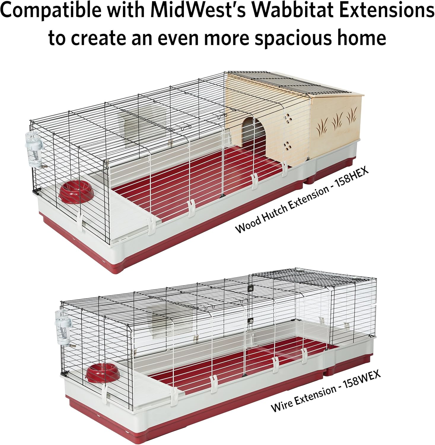 Midwest Homes for Pets Deluxe Rabbit & Guinea Pig Cage, X-Large, White & Red - Happypetzone.online - Image 5