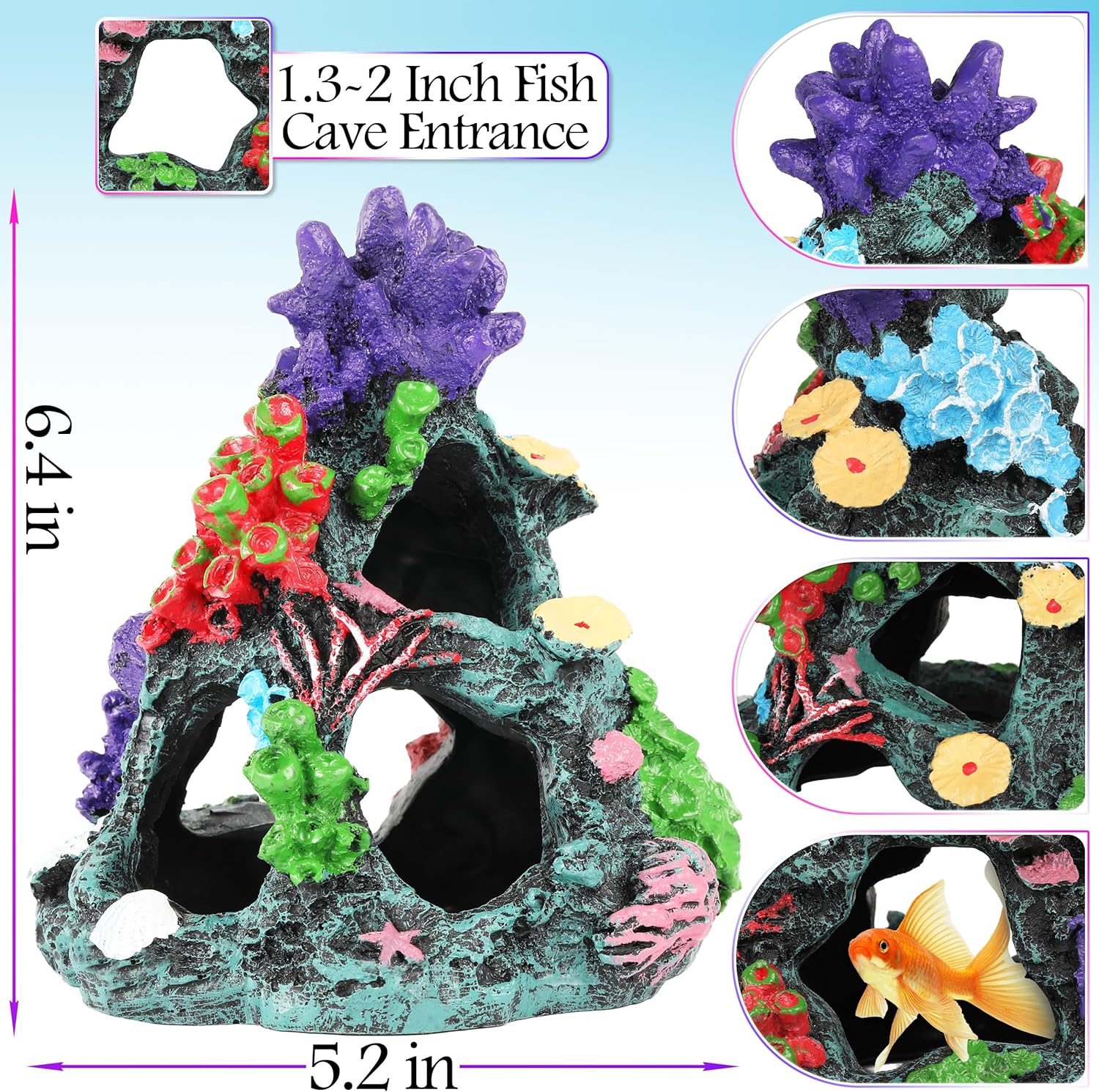 MyLifeUNIT Fish Tank Decorations, 7 Pieces Aquarium Plants Set with Coral Reef Decoration Mountain Cave Ornament for Betta, Goldfish, Shrimp to Breed, Play and Rest (Purple) - Happypetzone.online - Image 2