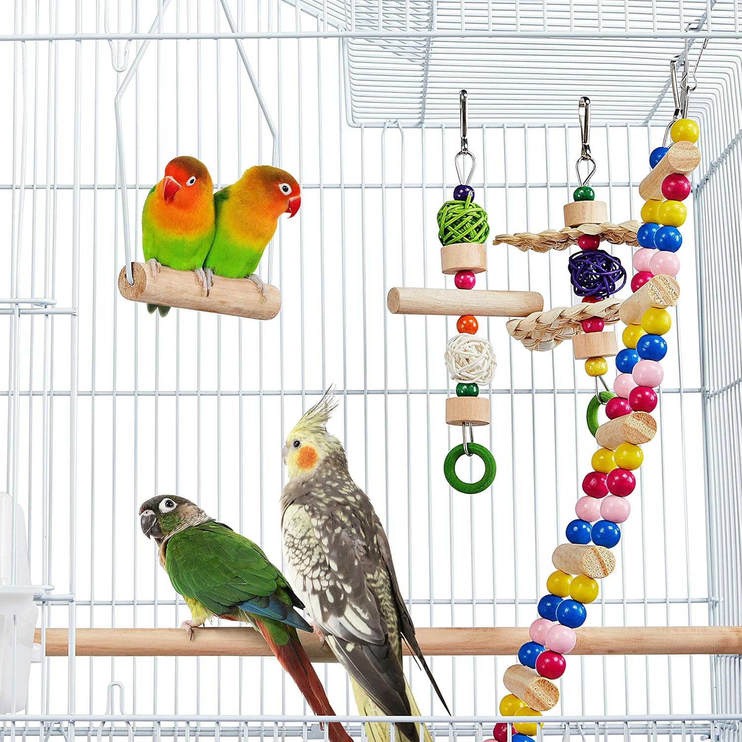 Yaheetech 62.5-inch Roof Top Flight Bird Cage for Parakeets Cockatiels Conures Finches Lovebirds Canaries Budgies Small Parrots, Large Birdcage with Detachable Rolling Stand, White - Happypetzone.online - Image 8