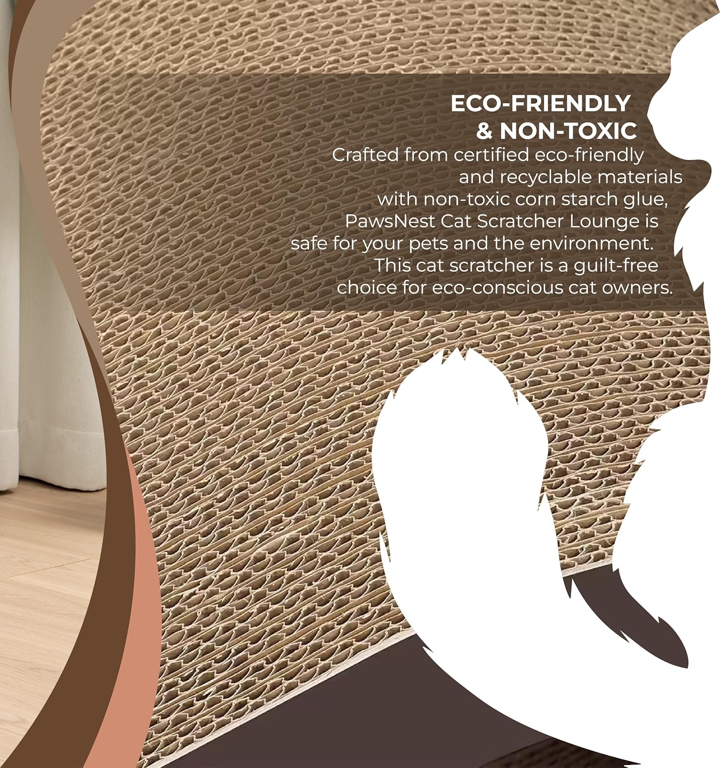 Paws NEST Scratch Lounge for Cats, 21.6 Inch Cat Lounger Scratcher, Infinity Cat Scratcher, Reversible, Non-Toxic & Durable, Includes Premium Organic Catnip - Happypetzone.online - Image 5